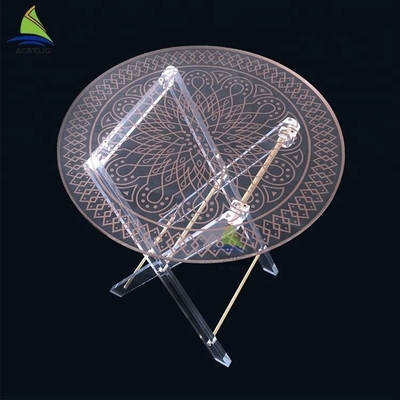 Plexi - زجاج طاولة طعام أكريليك جولة في الهواء الطلق حديقة أكريليك طاولة قابلة للطي